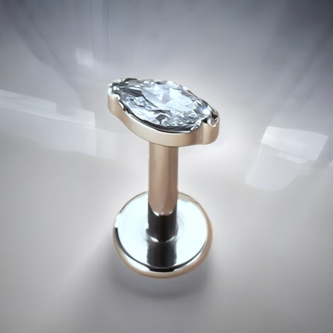 ASTM F136 Titanium Labret Threaded with Marquis CZ Gem Top - Image 3