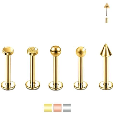 Ear Cartilage Lip Labret with Threadless Push Pin Round, Cone, Ball Tops