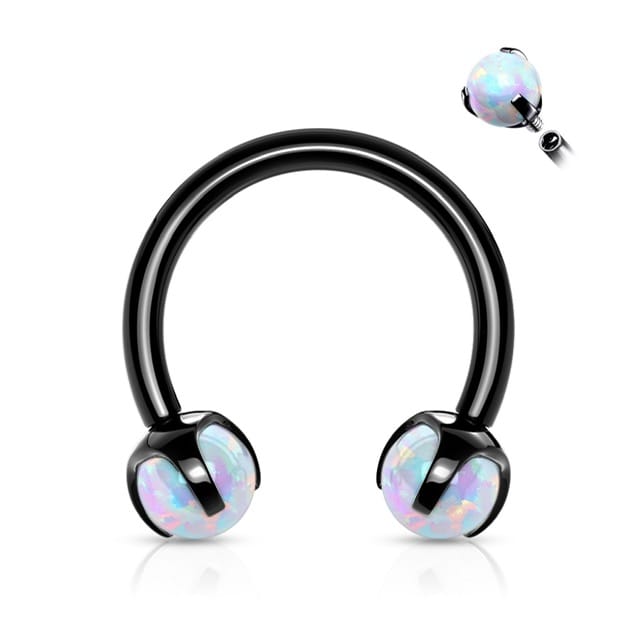 316L Steel Claw Set Synthetic Opal Ball Horseshoe Circular Barbell