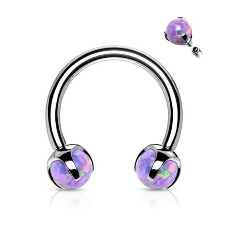 316L Steel Claw Set Synthetic Opal Ball Horseshoe Circular Barbell - Image 11