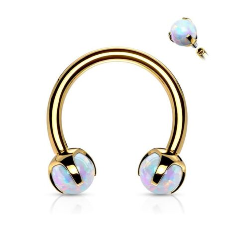 316L Steel Claw Set Synthetic Opal Ball Horseshoe Circular Barbell - Image 7