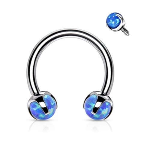316L Steel Claw Set Synthetic Opal Ball Horseshoe Circular Barbell - Image 6