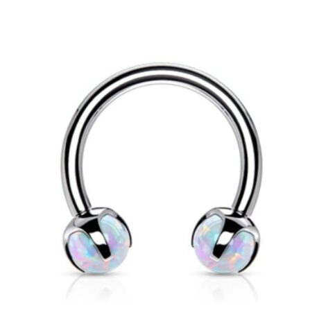 316L Steel Claw Set Synthetic Opal Ball Horseshoe Circular Barbell - Image 9