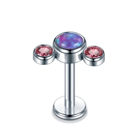 16GA CZ and Opal Row Top Labret Cartilage Earring - Image 2