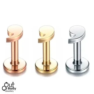 Ear Cartilage Labret Stud Threaded with Flat Comma Top