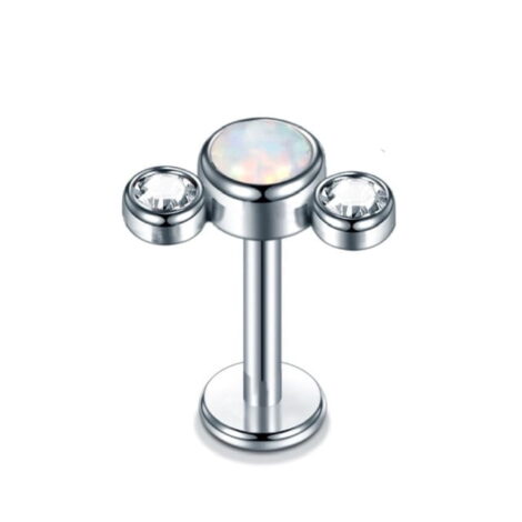 16GA CZ and Opal Row Top Labret Cartilage Earring - Image 3