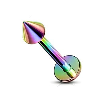 Cone Labret Flat Back Stud with Cone, PVD Colours Cartilage Tragus - Image 8