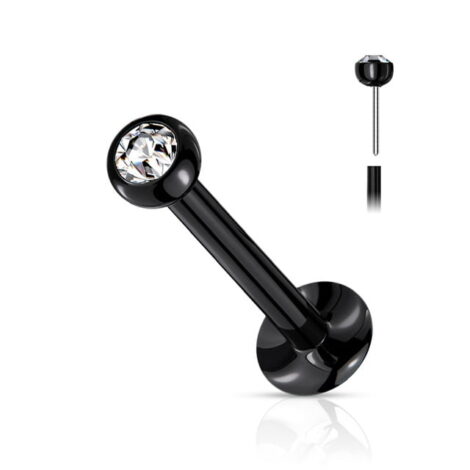 Labret Cartilage Stud with Threadless Push In Gem Ball Top in PVD Colours - Image 5