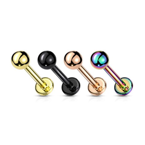 Ball Top Threadless Push in Pin, Labret Cartilage Stud PVD Colours - Image 6