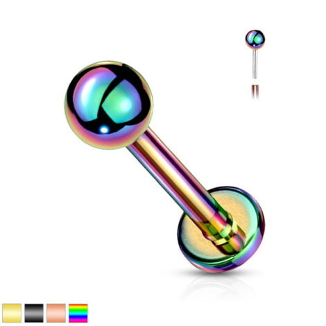 Ball Top Threadless Push in Pin, Labret Cartilage Stud PVD Colours