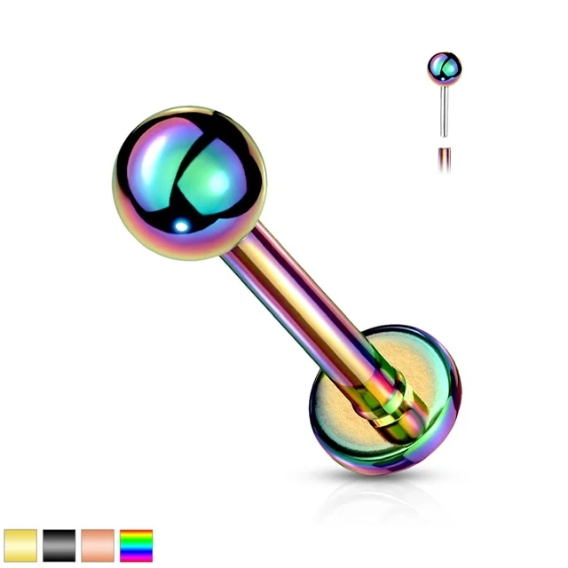 Ball Top Threadless Push in Pin, Labret Cartilage Stud PVD Colours