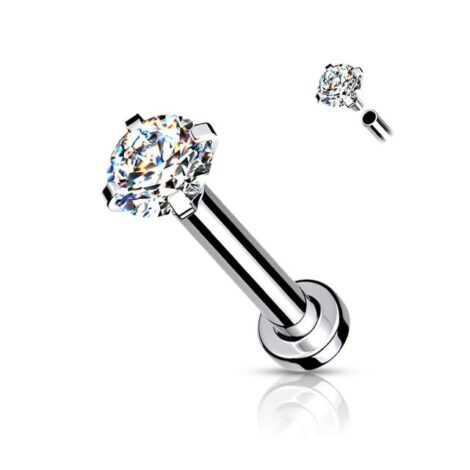 16G Vitrail, AB and Clear Prong CZ Labret Monroe with Micro Base - Image 6