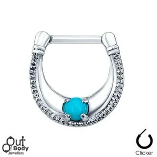 Septum Clicker Hinged Vintage with Turquoise Beaded Ring