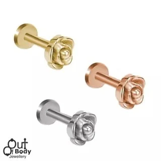 Flower Top Labret Internally Threaded Cartilage, Tragus, Helix Stud