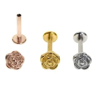 Flower Top Labret Internally Threaded Cartilage, Tragus, Helix Stud - Image 2