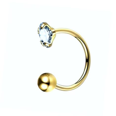 Circular Horseshoe Barbell with Prong Gem and Ball, Cartilage Nose Ring - Image 8