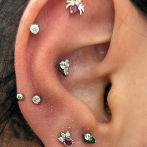 Circular Horseshoe Barbell with Prong Gem and Ball, Cartilage Nose Ring - Image 13