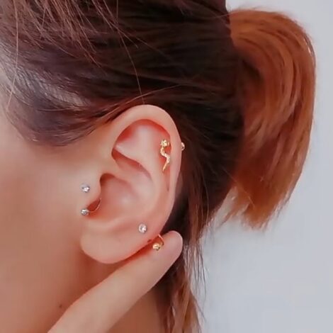 Circular Horseshoe Barbell with Prong Gem and Ball, Cartilage Nose Ring - Image 7
