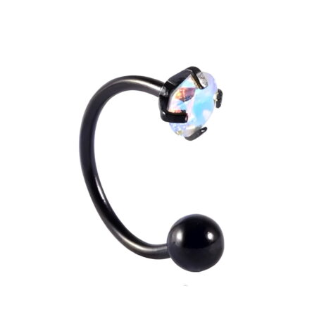 Circular Horseshoe Barbell with Prong Gem and Ball, Cartilage Nose Ring - Image 10