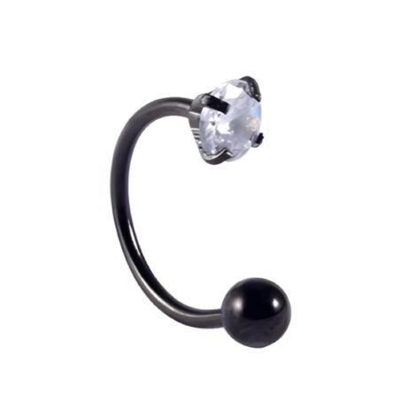 Circular Horseshoe Barbell with Prong Gem and Ball, Cartilage Nose Ring - Image 14