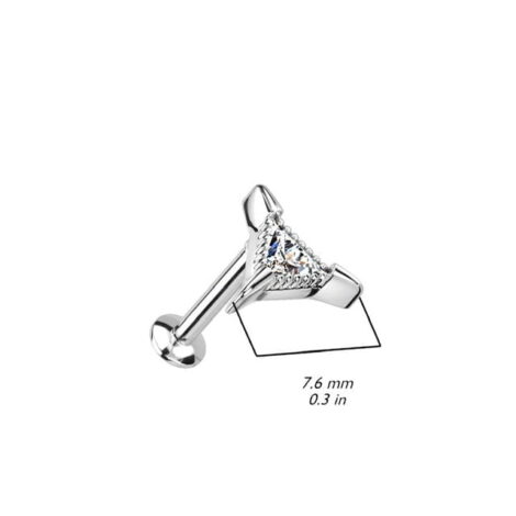 Labret Cartilage Stud Threadless with Push-in Triangle CZ Pin Top - Image 4