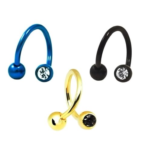 18G Twist Barbell Pairs with Gem Balls, Cartilage Earrings - Image 3