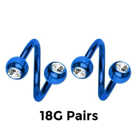 18G Twist Barbell Pairs with Gem Balls, Cartilage Earrings - Image 2