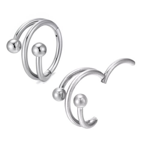 Titanium Hinged Segment Double Ring with Fixed Balls - Image 2