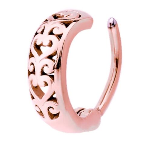 316L Surgical Steel Clicker Navel Belly Ring with Heart Filigree - Image 7