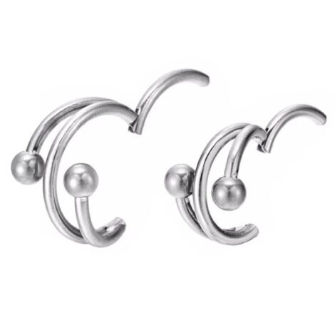 Titanium Hinged Segment Double Ring with Fixed Balls - Image 3