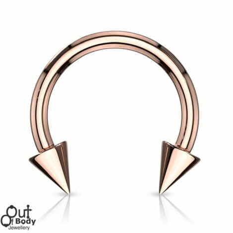 Horseshoe/ Circular Barbell in IP Rose Gold with Cones
