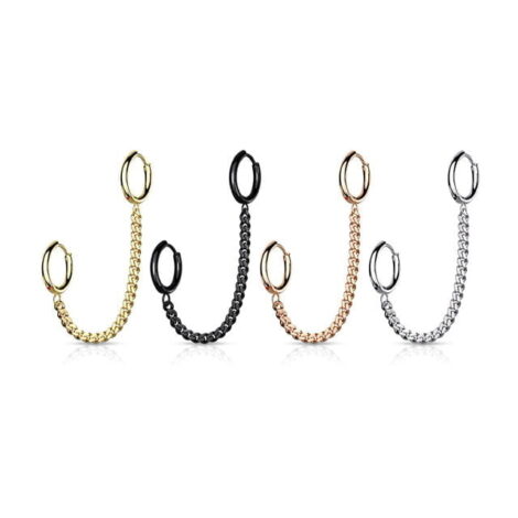 Chain Linked Round Clicker Ear Hoops All 316L Surgical Steel - Image 5