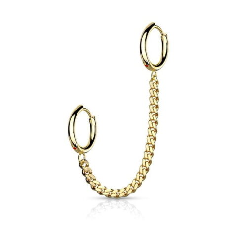 Chain Linked Round Clicker Ear Hoops All 316L Surgical Steel - Image 2