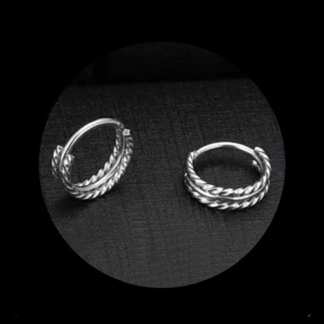 Twisted Triple Row Hinged Ring Cuff Cartilage Earring - Image 3