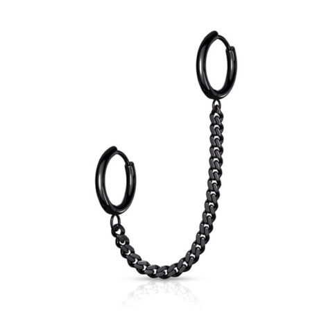Chain Linked Round Clicker Ear Hoops All 316L Surgical Steel - Image 4