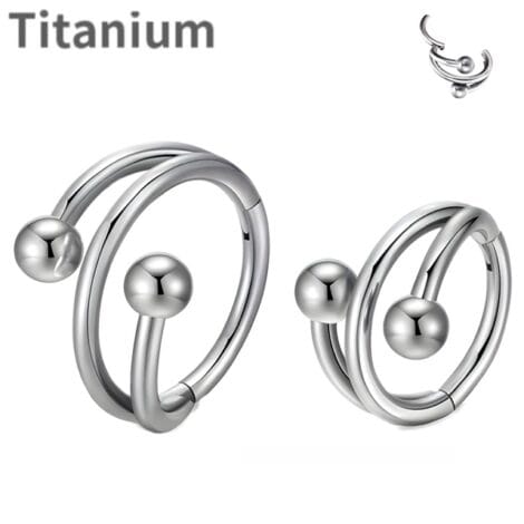 Titanium Hinged Segment Double Ring with Fixed Balls