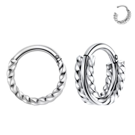 Twisted Triple Row Hinged Ring Cuff Cartilage Earring - Image 1
