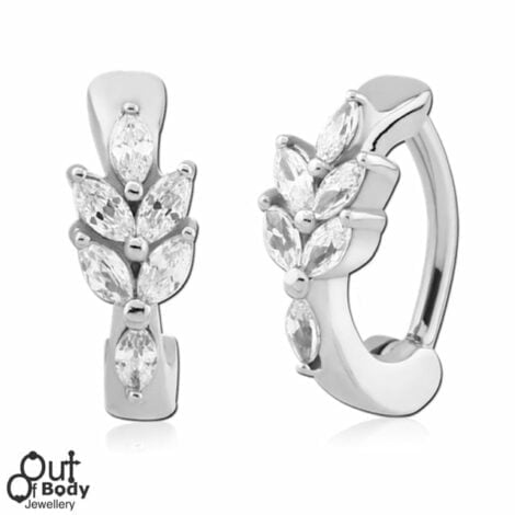 316L Surgical Steel Clicker Belly Navel Ring Jewelled With Marquis CZ