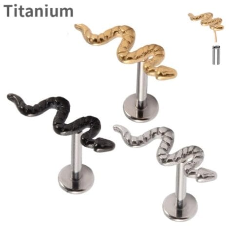 ASTM F136 Titanium Labret with Threadless Push In Serpent Top