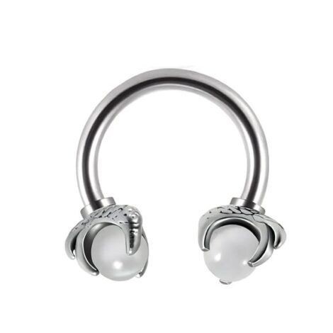 316L Surgical Steel Dragon Claw with Stone Threaded Horseshoe Barbell - Image 7