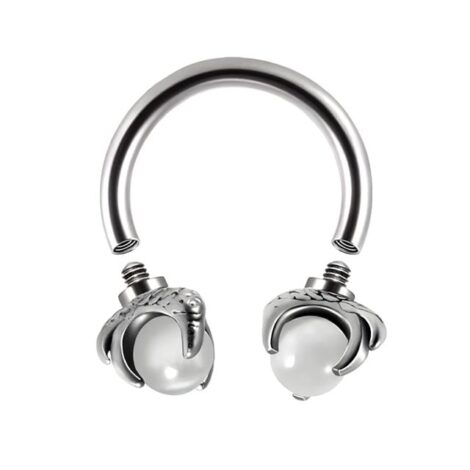316L Surgical Steel Dragon Claw with Stone Threaded Horseshoe Barbell - Image 3