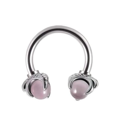 316L Surgical Steel Dragon Claw with Stone Threaded Horseshoe Barbell - Image 8