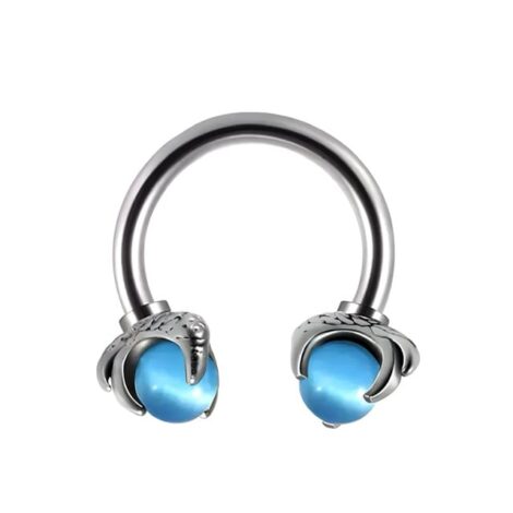 316L Surgical Steel Dragon Claw with Stone Threaded Horseshoe Barbell - Image 10