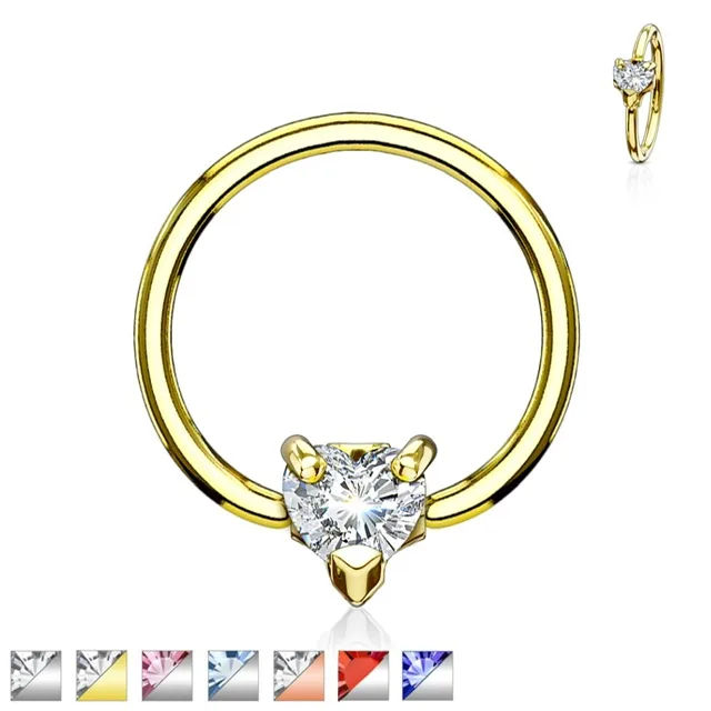 Prong Set Heart CZ Multi Directional Captive Bead Ring
