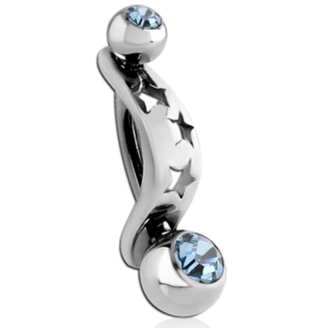 316L Surgical Steel Intimate Star Shield and Double Jewelled Mini Navel Banana - Image 2