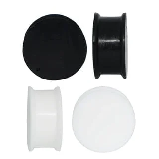 Silicone Double Flare Solid Plug Pairs in Black or White