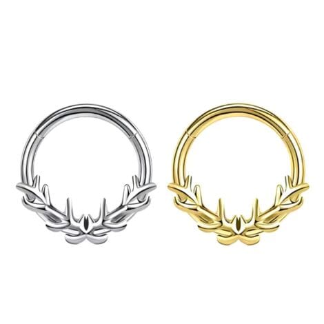 Hinged Segment Ring with Front Facing Antler Design