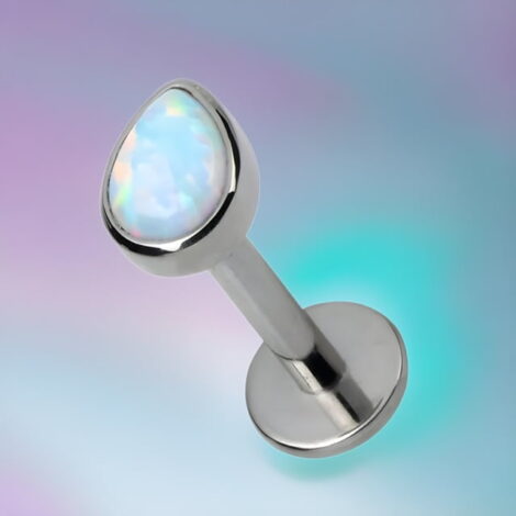 Titanium Labret with Water-drop Opal Top Internally Threaded - Image 2