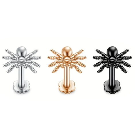 Ear Cartilage Lip Labret with Spider on flower Base Labret - Image 2