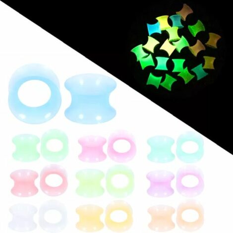 Silicone Skins, Double Flare Tunnel Pairs with Glow in the Dark Effect